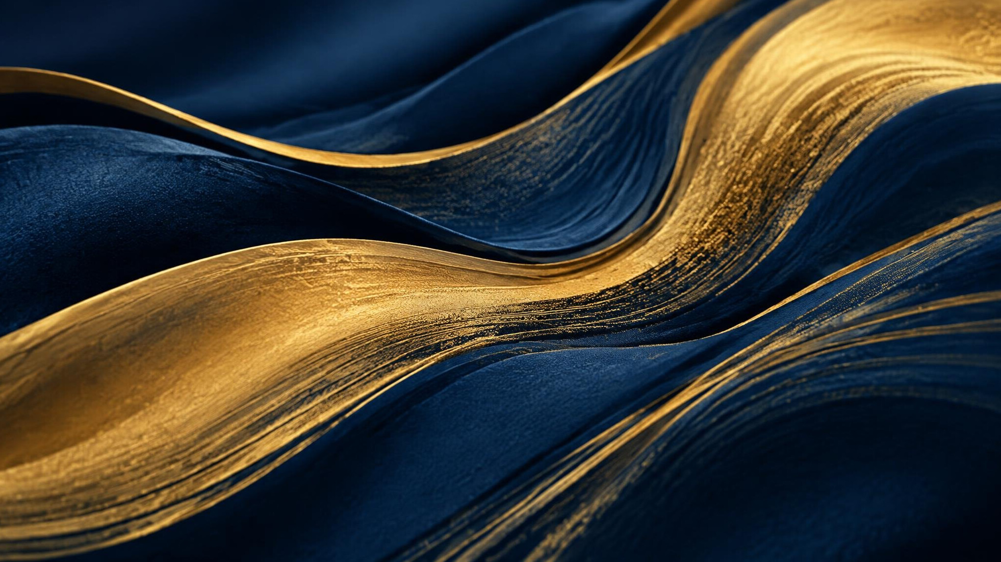 Abstract navy and gold flowing lines representing the passage of time