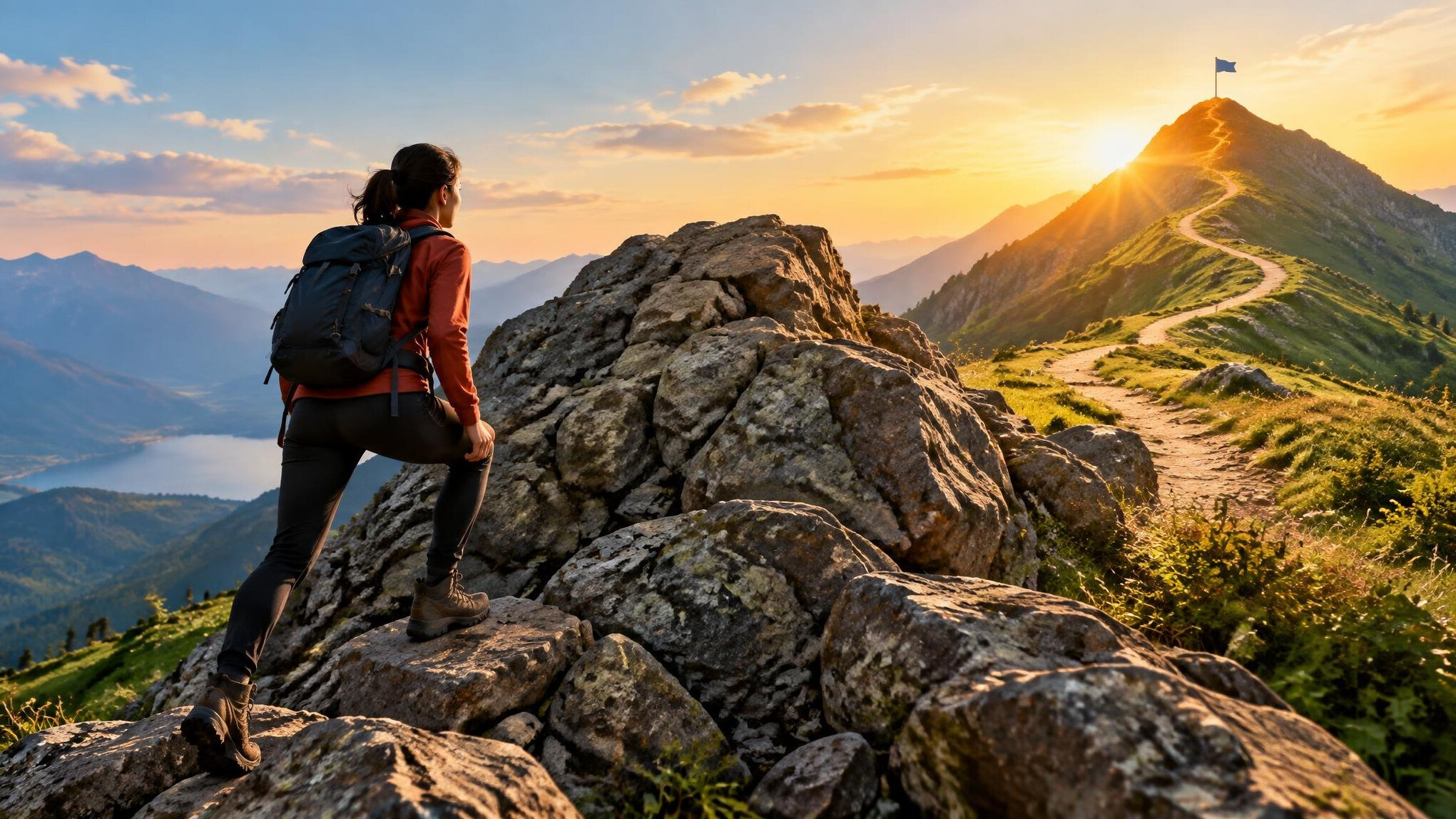 person facing challenge in nature