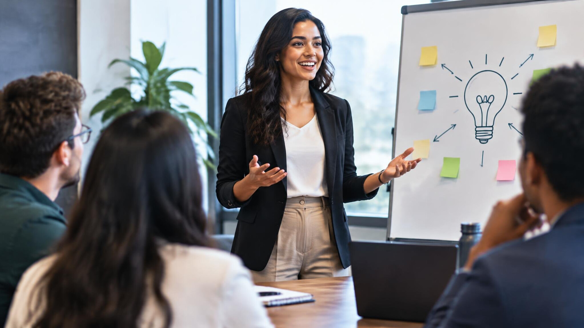 confident person presenting ideas